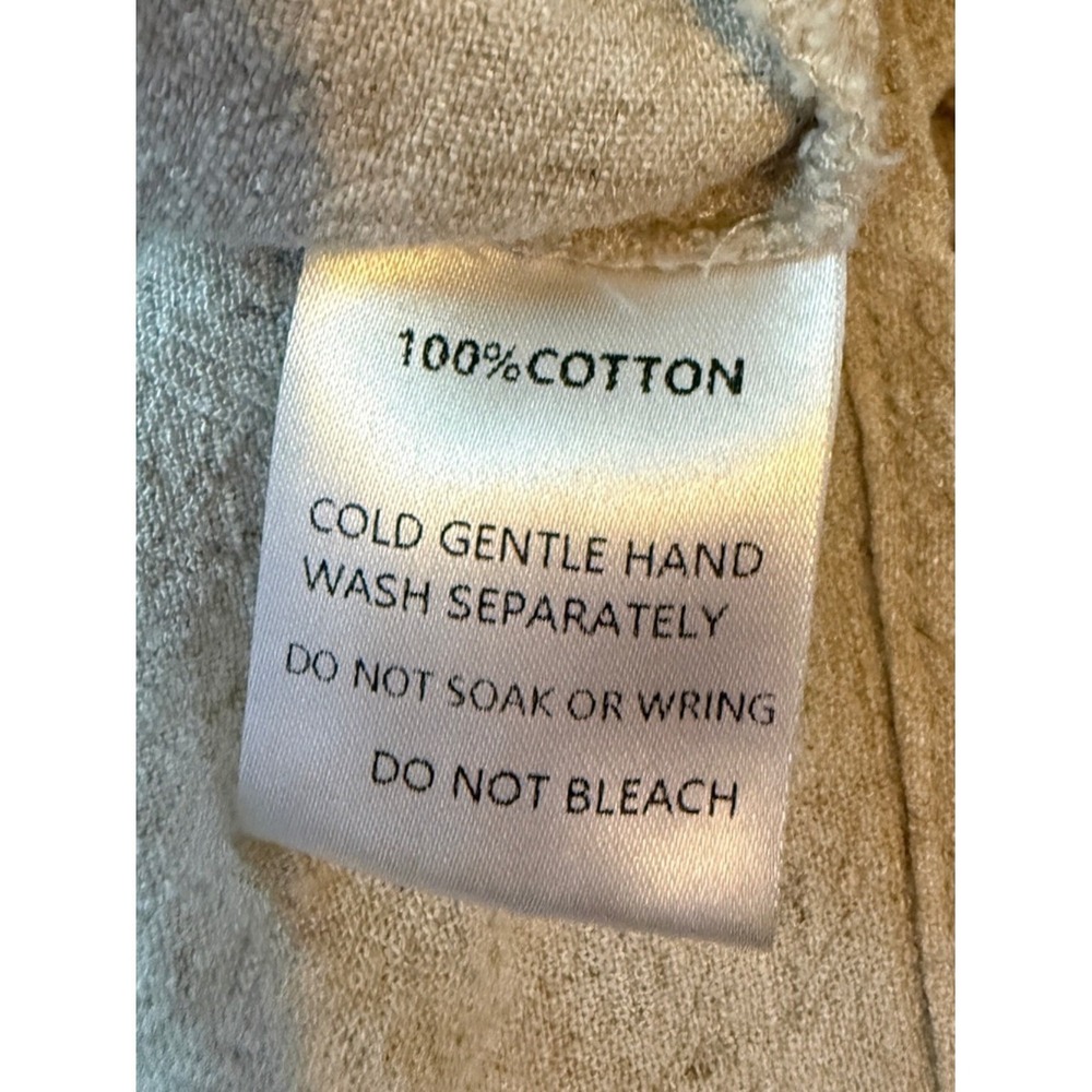 Polly Oatmeal 100% Cotton Textured Button Down Babydoll Peplum Tunic Top M/L - Picture 7 of 7